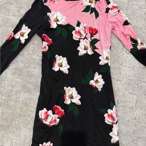 Alice and Olivia Floral Black and Pink Dress